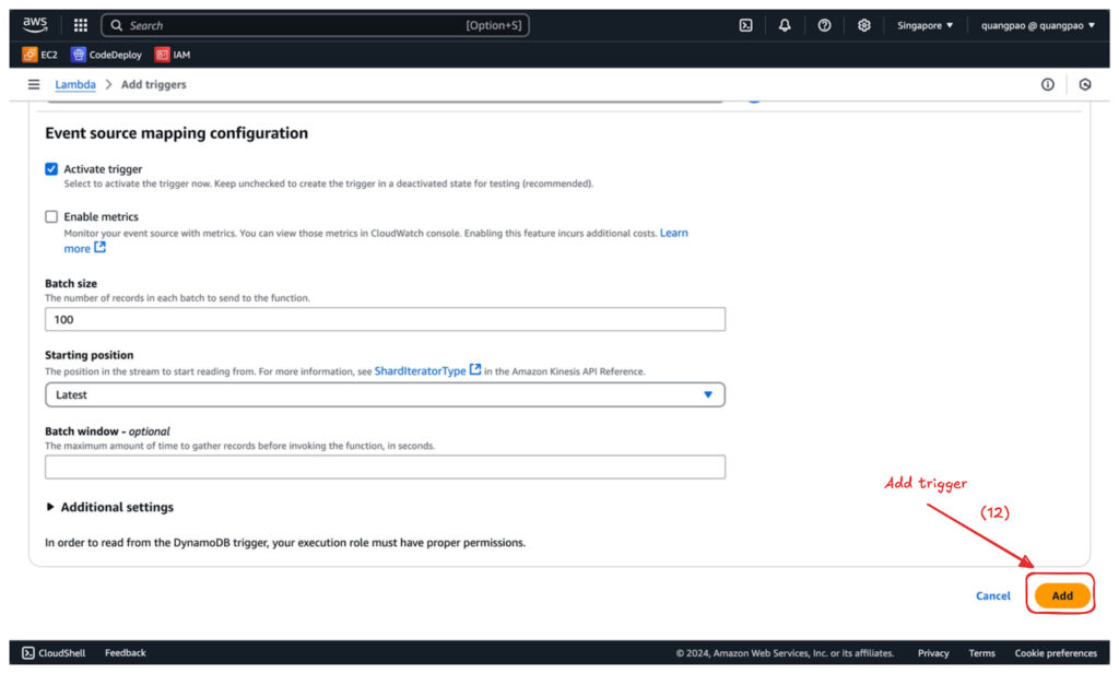 S3 と DynamoDB の 2 つのトリガーが設定された Lambda 関数