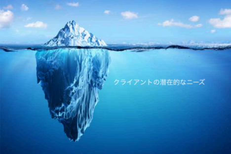 クライアントの潜在的なニーズを氷山で表したイメージ