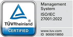 ISO/IEC 27001:2022 認証マーク(TÜV Rheinland)